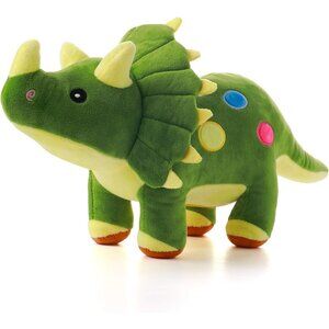 Dinosaur Plush Toy, 40cm Stuffed Animal Triceratops Throw Plushie Pillow Green